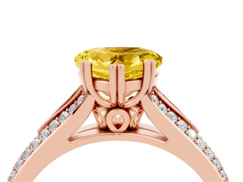 Rose gold Heart Cut Yellow Sapphire Split Shank Engagement Ring with Pavé Band_28
