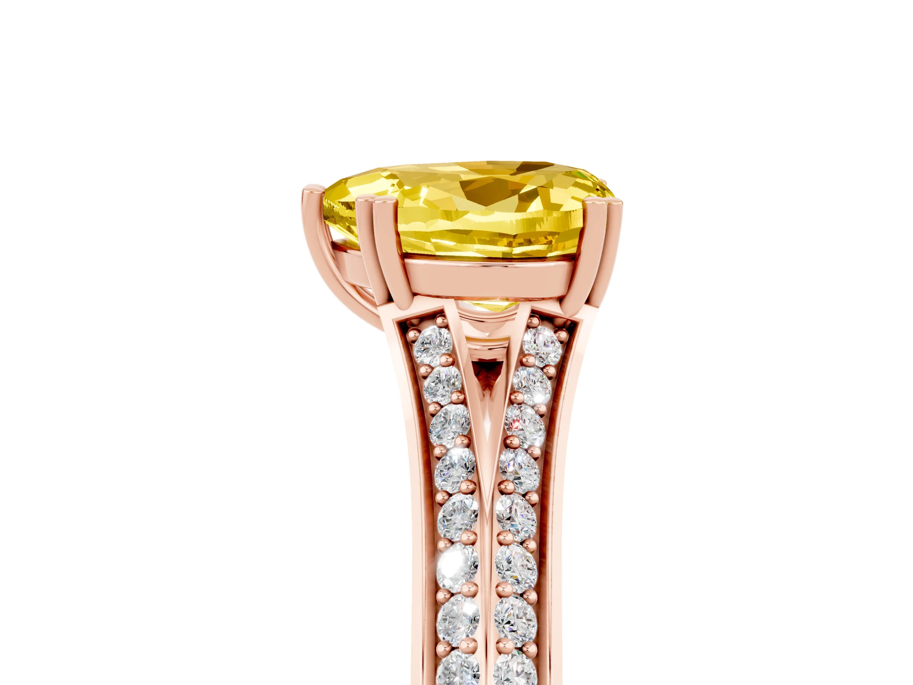 Rose gold Heart Cut Yellow Sapphire Split Shank Engagement Ring with Pavé Band_29