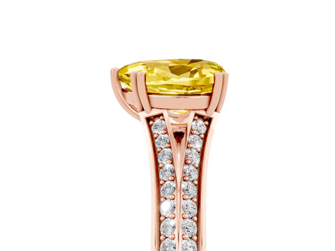 Rose gold Heart Cut Yellow Sapphire Split Shank Engagement Ring with Pavé Band_29