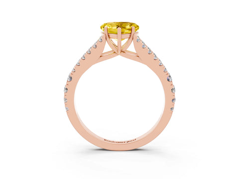 Rose gold Heart Cut Yellow Sapphire Split Shank Pavé Engagement Ring with Four-Prong Setting_15
