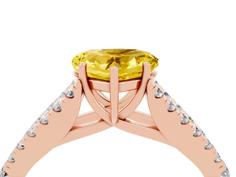 Rose gold Heart Cut Yellow Sapphire Split Shank Pavé Engagement Ring with Four-Prong Setting_16