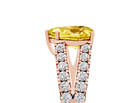 Rose gold Heart Cut Yellow Sapphire Split Shank Pavé Engagement Ring with Four-Prong Setting_17