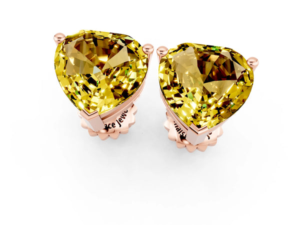 Rose gold Heart Cut Yellow Sapphire Stud Earrings