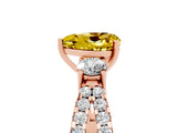 Rose gold Heart Cut Yellow Sapphire Three-Stone Ring with Pavé Split Shank and Four-Prong Setting_29