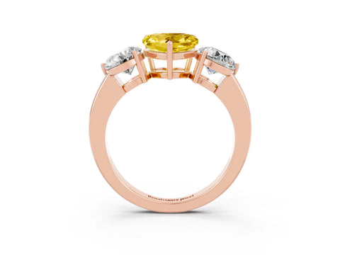 Rose gold Heart Cut Yellow Sapphire Three-Stone Ring with Prong Setting and Classic Band_3