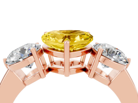 Rose gold Heart Cut Yellow Sapphire Three-Stone Ring with Prong Setting and Classic Band_4