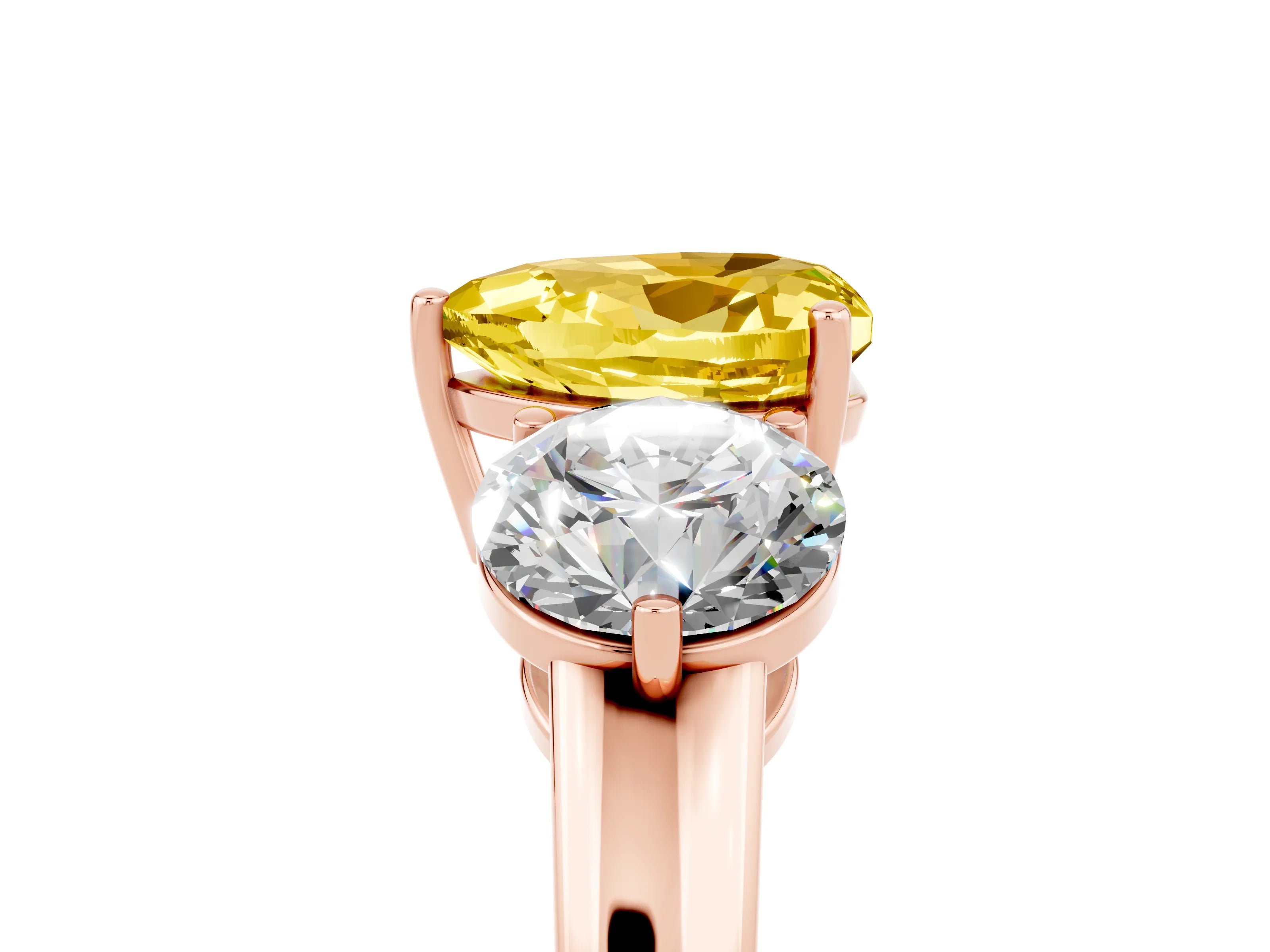 Rose gold Heart Cut Yellow Sapphire Three-Stone Ring with Prong Setting and Classic Band_5