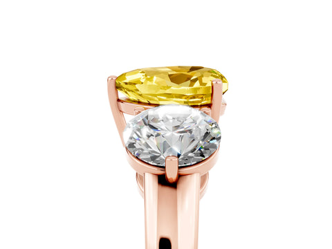 Rose gold Heart Cut Yellow Sapphire Three-Stone Ring with Prong Setting and Classic Band_5