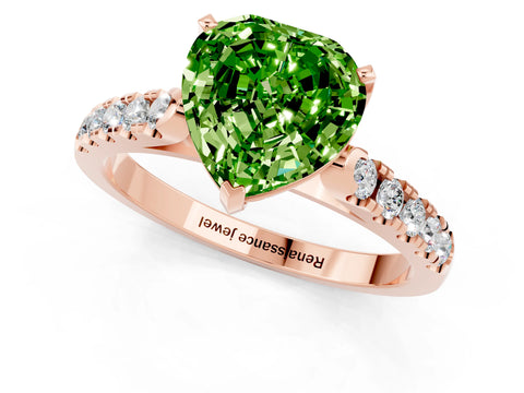 Rose gold Heart Cut {stone} Solitaire Ring with Pavé Band and Four Prong Setting_1