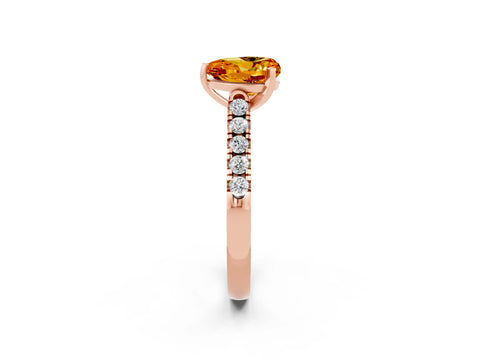 Rose gold Heart Cut {stone} Solitaire Ring with Pavé Band and Four Prong Setting_2