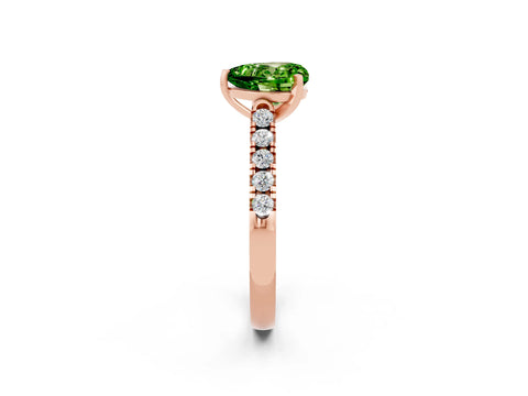 Rose gold Heart Cut {stone} Solitaire Ring with Pavé Band and Four Prong Setting_2