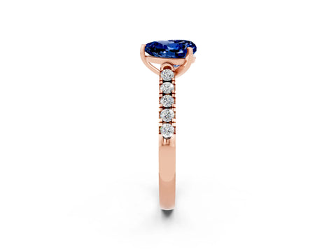 Rose gold Heart Cut {stone} Solitaire Ring with Pavé Band and Four Prong Setting_2