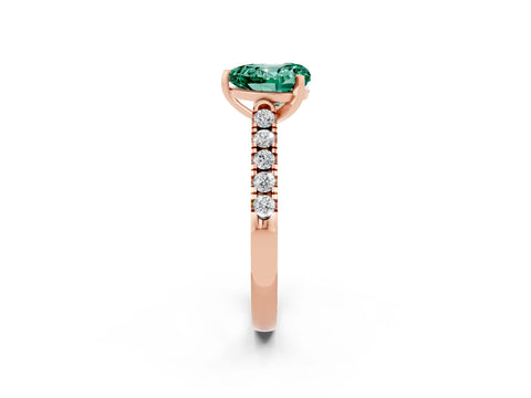 Rose gold Heart Cut {stone} Solitaire Ring with Pavé Band and Four Prong Setting_2