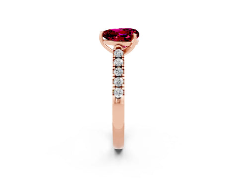 Rose gold Heart Cut {stone} Solitaire Ring with Pavé Band and Four Prong Setting_2