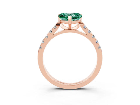 Rose gold Heart Cut {stone} Solitaire Ring with Pavé Band and Four Prong Setting_3
