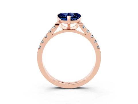 Rose gold Heart Cut {stone} Solitaire Ring with Pavé Band and Four Prong Setting_3