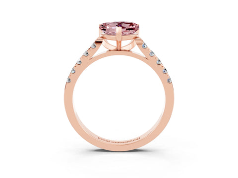 Rose gold Heart Cut {stone} Solitaire Ring with Pavé Band and Four Prong Setting_3