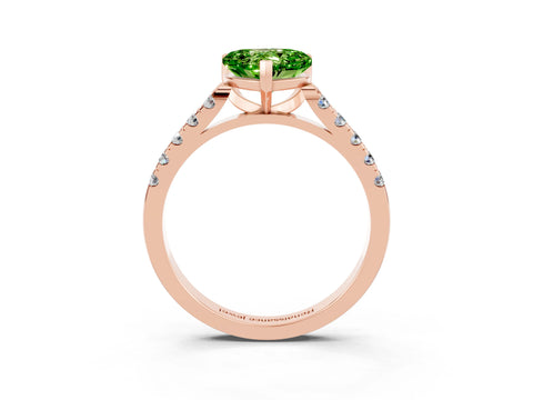 Rose gold Heart Cut {stone} Solitaire Ring with Pavé Band and Four Prong Setting_3