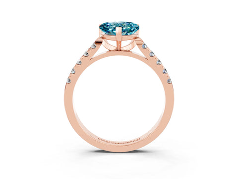 Rose gold Heart Cut {stone} Solitaire Ring with Pavé Band and Four Prong Setting_3
