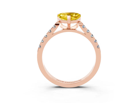 Rose gold Heart Cut {stone} Solitaire Ring with Pavé Band and Four Prong Setting_3