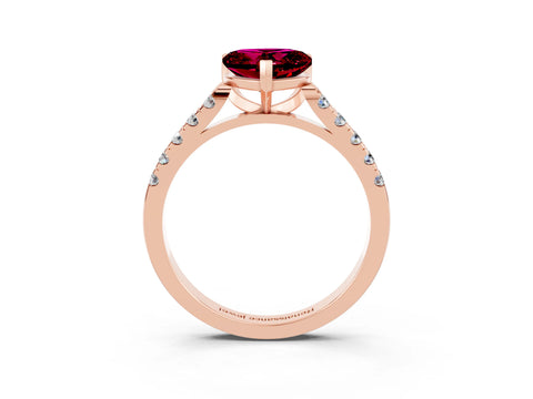 Rose gold Heart Cut {stone} Solitaire Ring with Pavé Band and Four Prong Setting_3