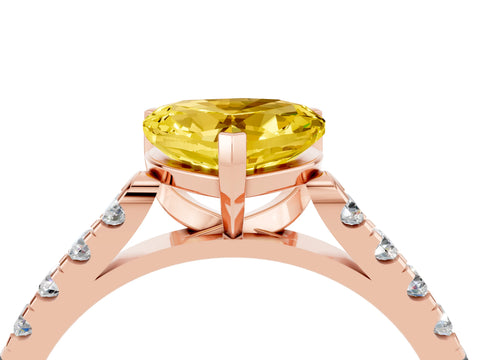 Rose gold Heart Cut {stone} Solitaire Ring with Pavé Band and Four Prong Setting_4