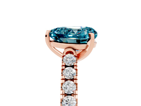 Rose gold Heart Cut {stone} Solitaire Ring with Pavé Band and Four Prong Setting_5