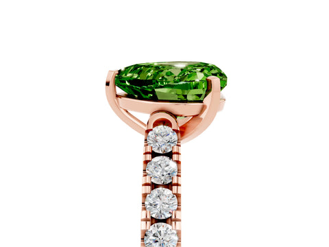 Rose gold Heart Cut {stone} Solitaire Ring with Pavé Band and Four Prong Setting_5