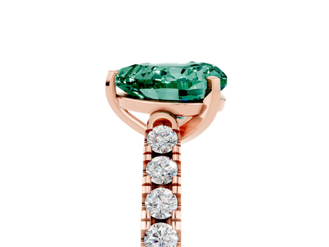 Rose gold Heart Cut {stone} Solitaire Ring with Pavé Band and Four Prong Setting_5
