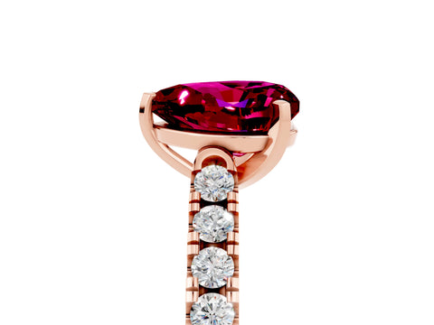 Rose gold Heart Cut {stone} Solitaire Ring with Pavé Band and Four Prong Setting_5