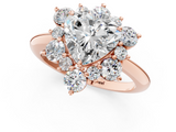 Rose gold Heart Diamond Cluster Halo Ring with Solitaire Band and Four-Prong Setting_20