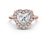 Rose gold Heart Diamond Cluster Halo Solitaire with Four-Prong Setting_94