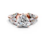 Rose gold Heart Diamond Cluster Leaf Design Ring with Prong Setting_71