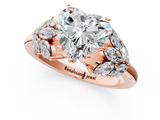 Rose gold Heart Diamond Cluster Leaf Design Ring with Prong Setting_72