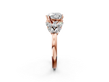 Rose gold Heart Diamond Cluster Leaf Design Ring with Prong Setting_73
