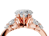 Rose gold Heart Diamond Cluster Leaf Design Ring with Prong Setting_75