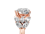 Rose gold Heart Diamond Cluster Leaf Design Ring with Prong Setting_76
