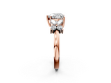 Rose gold Heart Diamond Floral Cluster Ring with Solitaire Band and Prong Setting_61