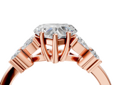 Rose gold Heart Diamond Floral Cluster Ring with Solitaire Band and Prong Setting_63
