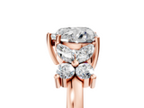 Rose gold Heart Diamond Floral Cluster Ring with Solitaire Band and Prong Setting_64