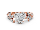 Rose gold Heart Diamond Floral Vine Solitaire Engagement Ring_4