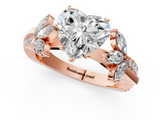 Rose gold Heart Diamond Floral Vine Solitaire Engagement Ring_5