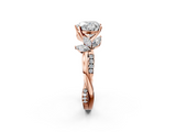 Rose gold Heart Diamond Floral Vine Solitaire Engagement Ring_6
