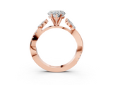Rose gold Heart Diamond Floral Vine Solitaire Engagement Ring_7