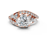 Rose gold Heart Diamond Halo Ring with Marquise and Pavé Band in Prong Setting_66