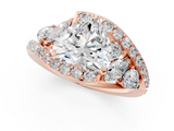 Rose gold Heart Diamond Halo Ring with Marquise and Pavé Band in Prong Setting_67