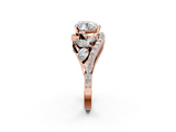 Rose gold Heart Diamond Halo Ring with Marquise and Pavé Band in Prong Setting_68
