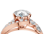 Rose gold Heart Diamond Halo Ring with Marquise and Pavé Band in Prong Setting_70