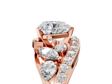 Rose gold Heart Diamond Halo Ring with Marquise and Pavé Band in Prong Setting_71
