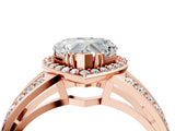 Rose gold Heart Diamond Halo Ring with Split Shank Pavé Band and Four-Prong Setting_10
